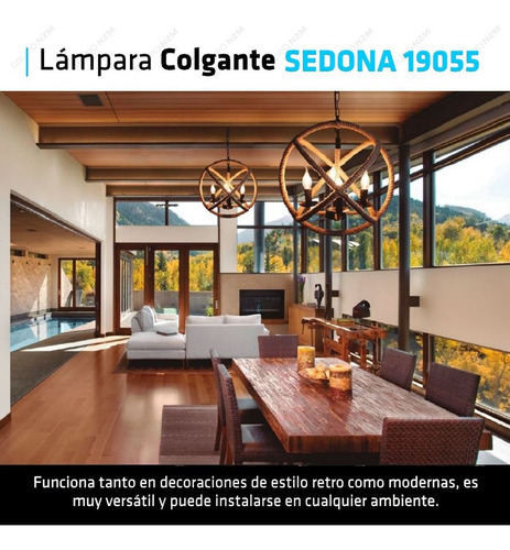 Colgante Led Soga 4 Luces Diseño Retro Cabaña Sedona E27