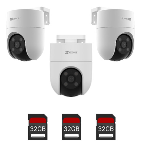 Combo X3 Ezviz H8c 360 1080p Exterior Wifi + 3 Memoria 32gb