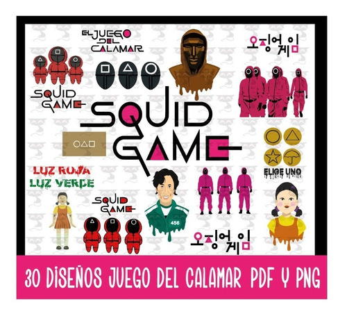 30 Plantillas Sublimacion Juego Del Calamar Tazas Poleras