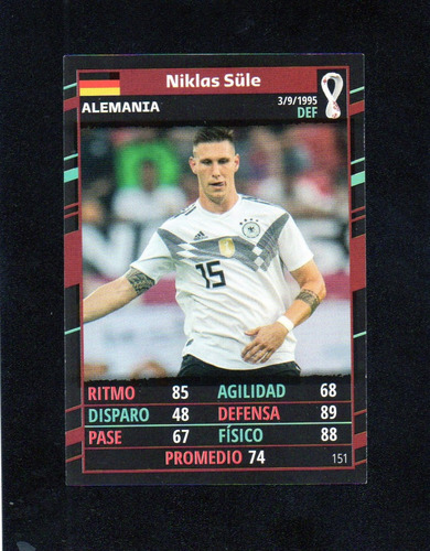 Mundial Qatar 2022. Figurita Card N° 151 Niklas Sule. Mira!!