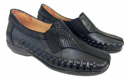 Zapato De Cuero Cómodo Para Dama Modelo 2432 / Negro