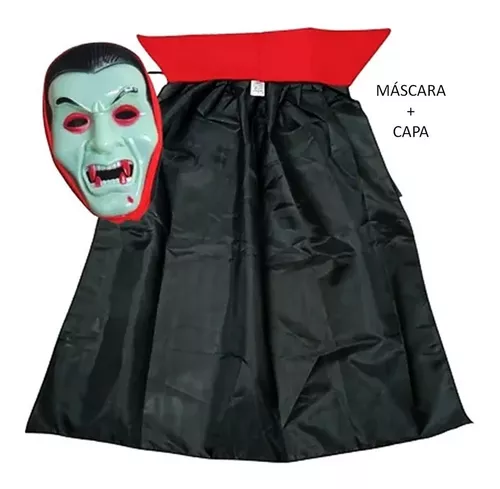 Fantasia Drácula Vampiro Infantil Capa E Mascara - Halloween