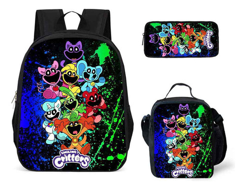 A Set De Mochilas Escolares Smiling Critters, De Tres Piezas,