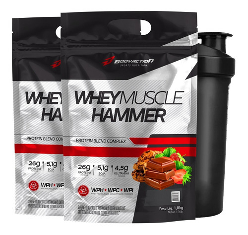 2x Muscle Hammer Whey Isolado + Hidrolisado 3.6kg - Body Action
