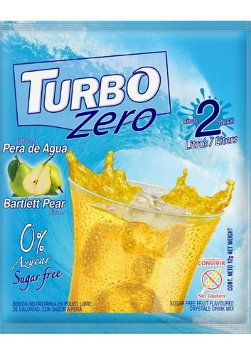 10 Sobres Jugo Refresco En Polvo Turbo Zero Azúcar Pera