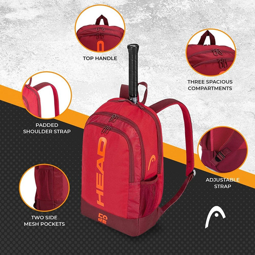 Mochila Backpack Head Core Red Para 2 Raquetas De Tenis