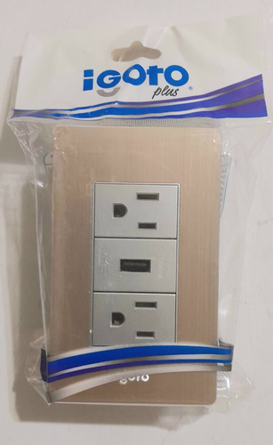 Tomacorriente Doble Con Puerto Usb .(dorado )marca Igoto