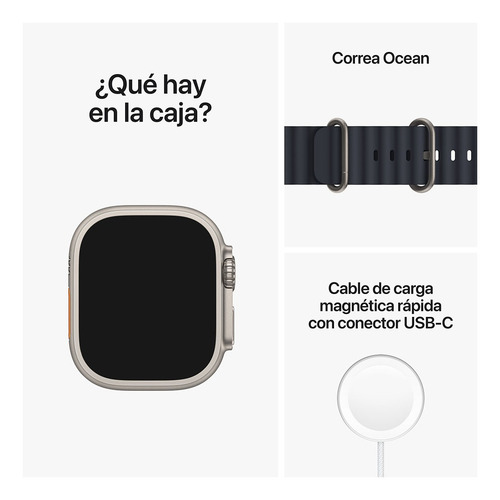 Apple Watch Ultra GPS + Celular - Caja de titanio 49 mm - Correa Ocean medianoche - Excelente (Reacondicionado)