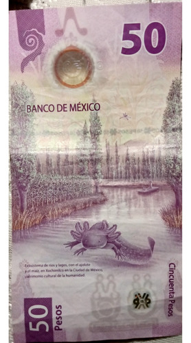 Billete De 50 Pesos Conmemorativo Ajolote Aa Mexicano 