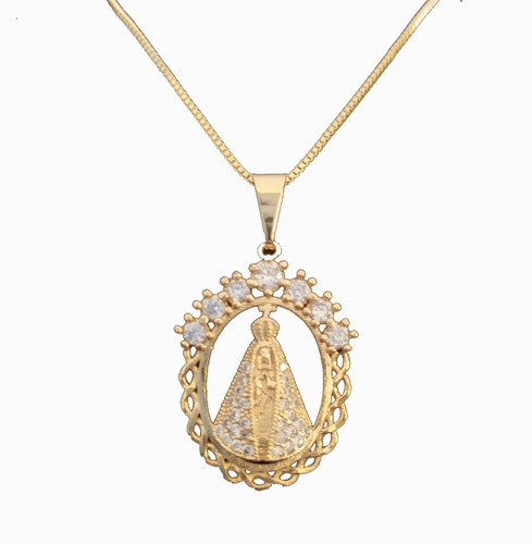 Colar Nossa Senhora De Zircônia Banhado Ouro 18k 