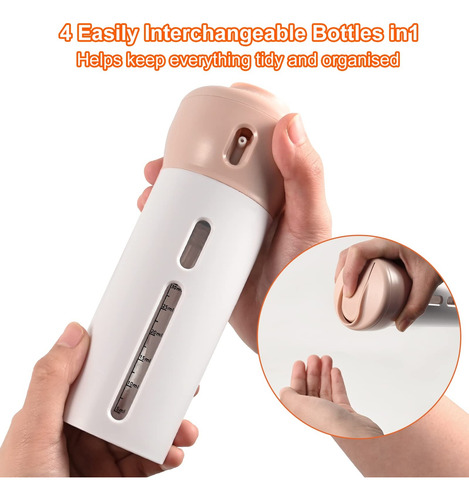 Smart Travel Botella Dispensador Set 4 En 1 Para Viajes