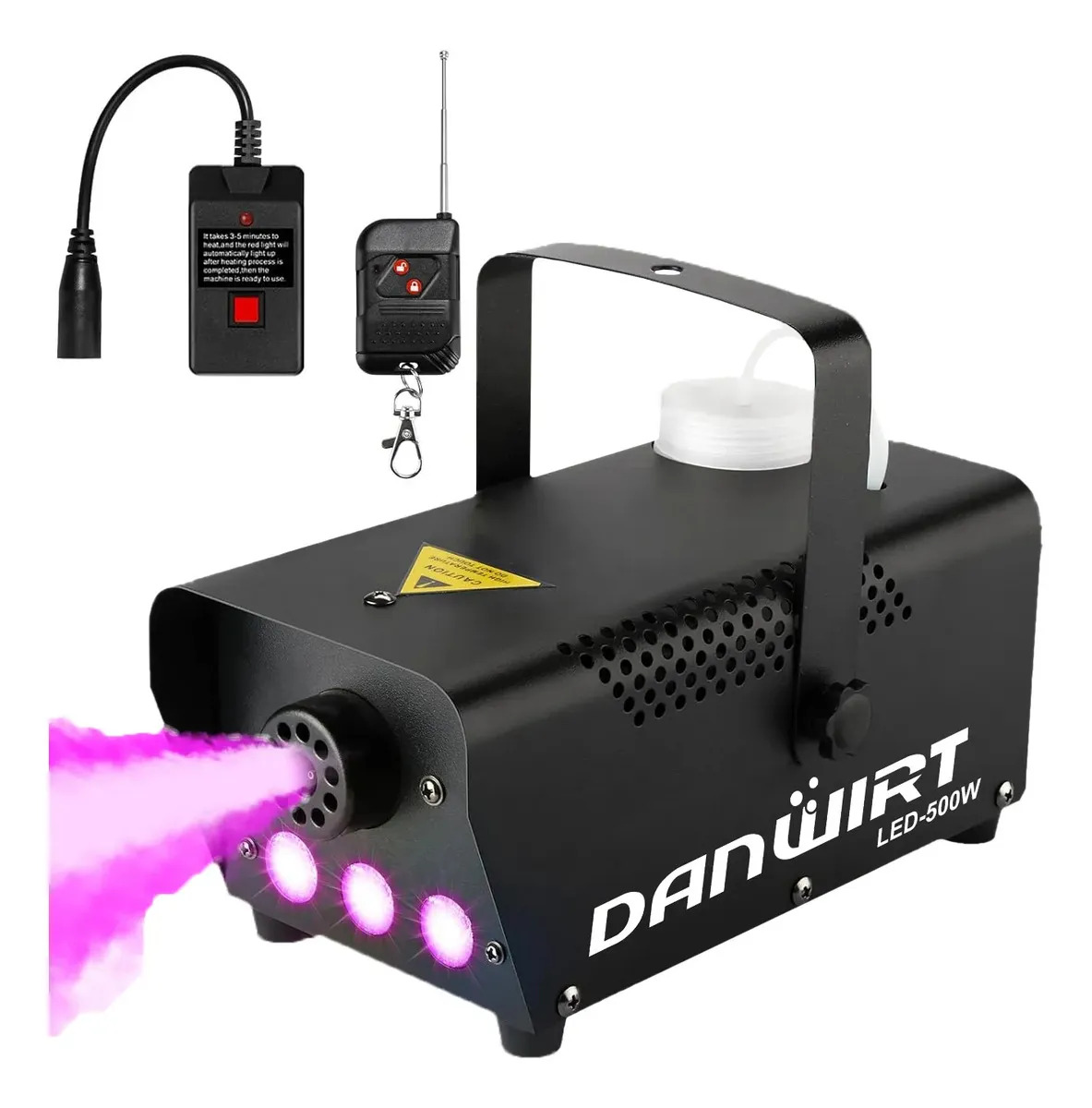 Máquina de Humo Profesional DANWIRT de 500W con Luces LED RGB para Fiestas y Eventos