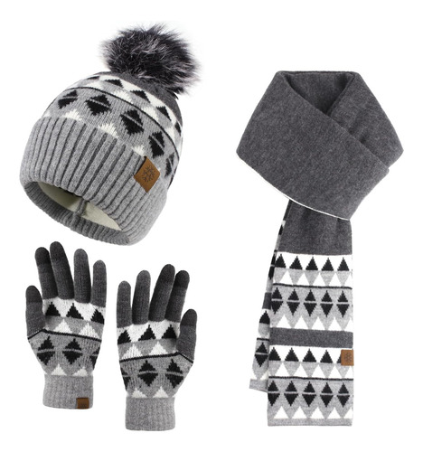 Gorro De Invierno, Bufanda, Guantes Para Pantalla Táctil, Go