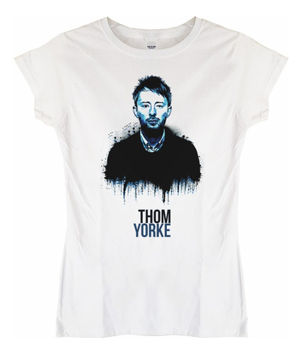 Polera Mujer Radiohead Thom Yorke Face Blue Rock Abominatron