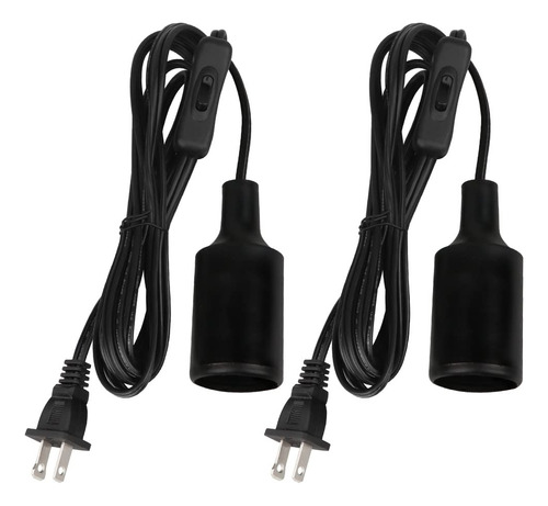 Enchufe Luz Colgante Cable Pie Extension Negro Interruptor