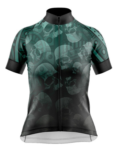 Jersey Ciclismo Maillot Corta Dama Mtb Calavera Cráneos