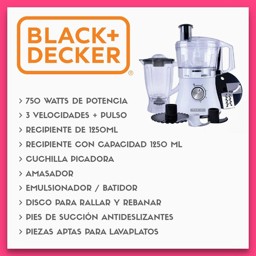 Multiprocesadora Black+Decker FP1002J-AR 750W blanca 220V - 240V