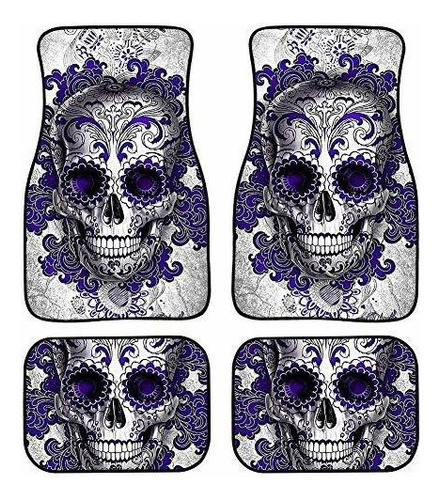 Tapetes - Fkelyi Purple Sugar Skull Car Floor Mats,full Set 