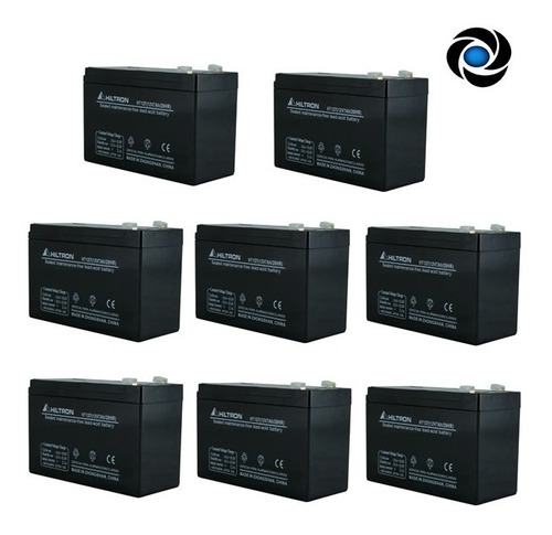 Pack 8 Bateria 12v 7ah 7a Gel Alarma Ups Baterias Recargable