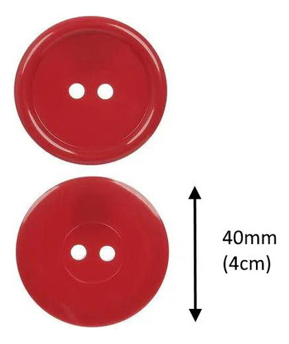 Botao Ritas 2 Furos 40mm Pacote Com 25un Cor Vermelho