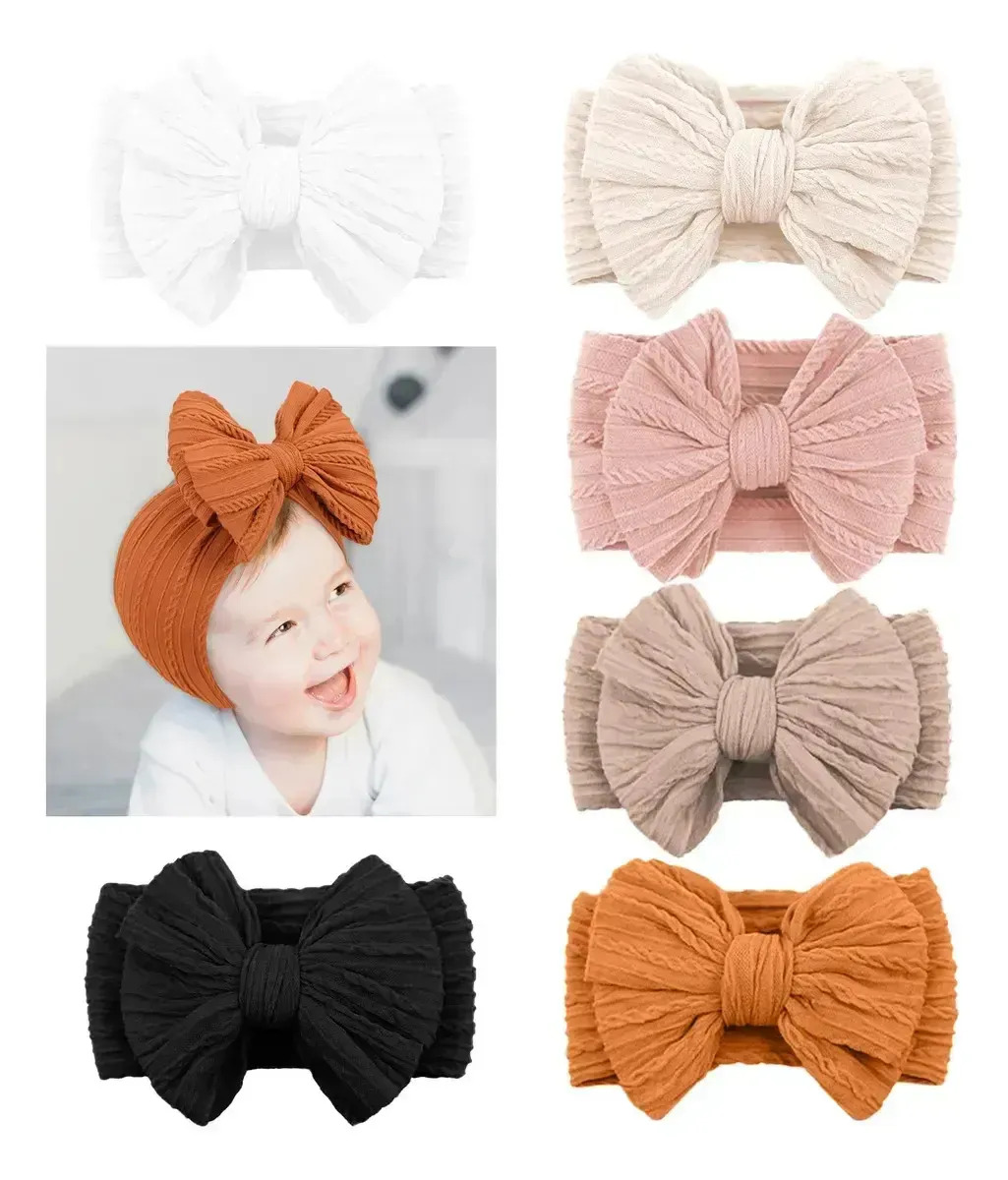 Pack de Diademas Para Bebés de Nailon en Tonos Naturales