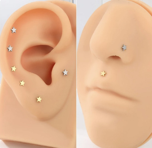 Piercing Labret Estrella Lbesgd Acero Quirurgico 316l 1un