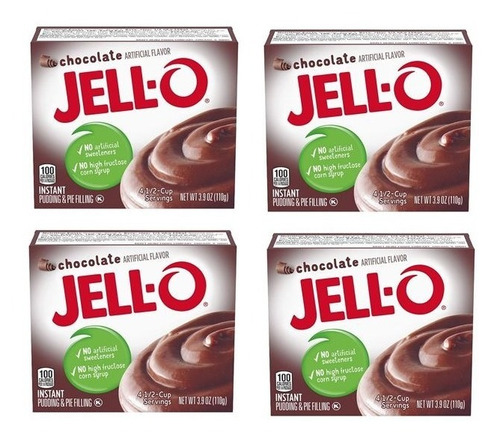 Jello Pudding En Polvo Mix Pudin De Chocolate 4 Pack Import