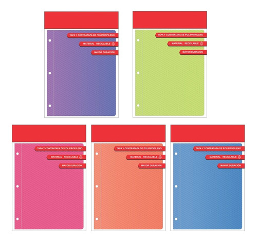 Carpeta Escolar Polipropileno 2 Tapas N°3 Colores