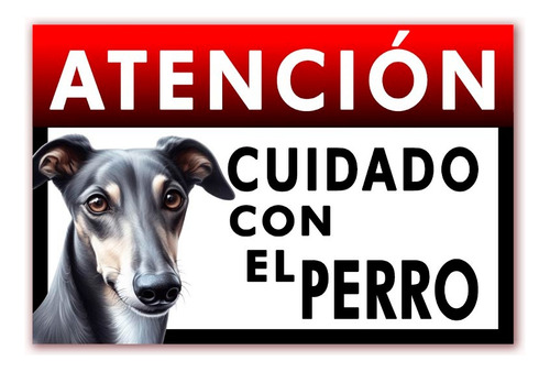 3 Unidades Cartel Cuidado Con El Perro 28.5 X 19.5 Metálico Galgo