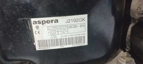 Compresor Congelador Aspera 1-1/4 Hp 220v R404aj2192gk