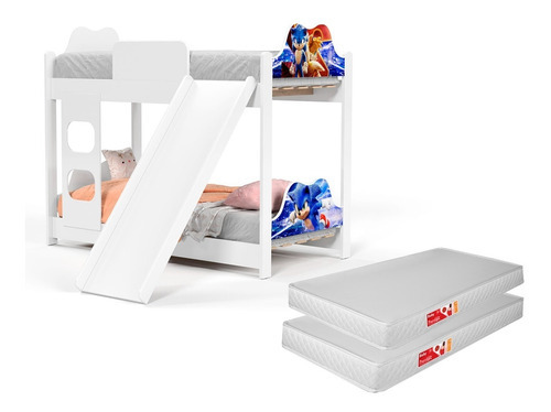 Cama simple Móveis Bela Bela com escorregador cuna color sonic fabricada en mdf