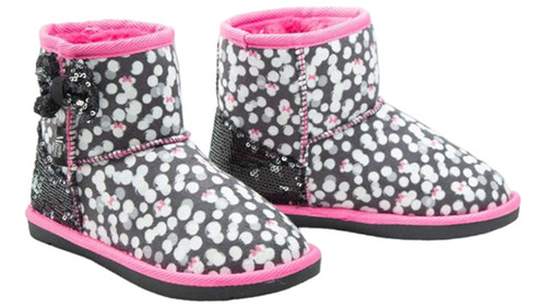 Botas Niña Disney Minnie Mause Rosada Con Negro