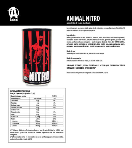 Animal Nitro (44 Packs) - Universal Nutrition - Val: 09/2018 | Parcelamento  sem juros