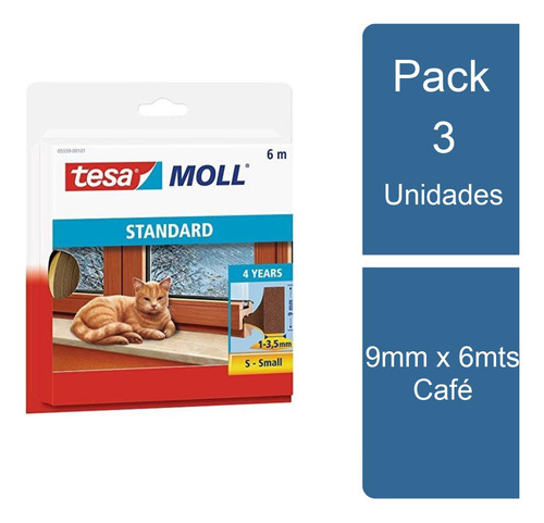 Pack 3 Tesamoll Tubular Estandar 9mm X 6mts Café Tesa