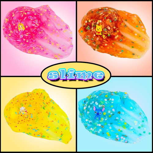 Kit De Slime Suave Y No Pegajoso Con Charms Divertidos, 4 Pi