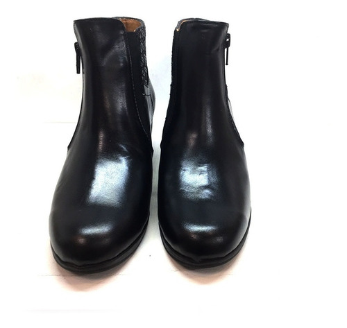 Bota De Cuero Cómodo Para Damas Modelo 2446/negro
