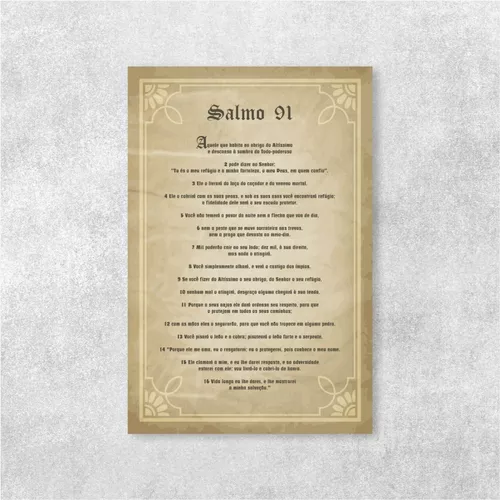 Placa Decorativa Salmo 91 Completo Bíblia Oração Evangélico