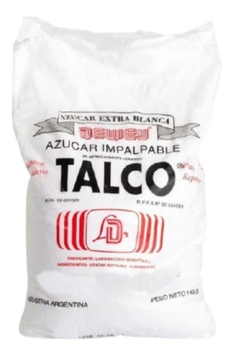 Azúcar Dewey Sin Fraccionar Talco X 10kg - Cotillón Waf