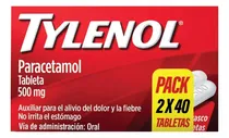 Comprar Tylenol Tabletas 500 Mg, 40 Tabletas + 40 Tabletas