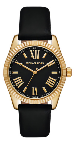 Michael Kors Mujer Michael Kors Mk4748 Lexington Color De La Correa Negro Color Del Bisel Dorado Color Del Fondo Negro
