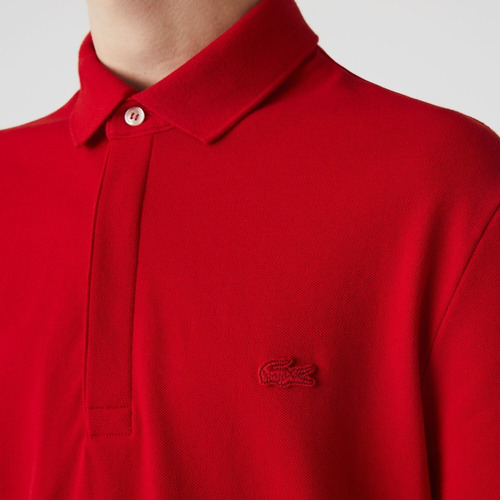 Chomba Lacoste Paris Hombre Polo Regular Fit Algodón Rojo