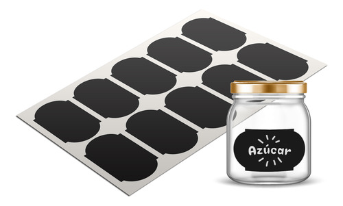 Etiqueta Pizarron Autoadhesivo X10u Tiza Ideal Frascos Cajas