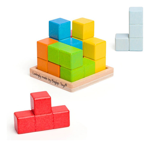 Juego Cubo De Tetris Puzzle Multicolor Bigjigs Niños 3 Años+