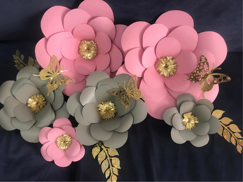 Imagen 10 de 10 de Flores Decorativas De Cartulina Set Sencillo