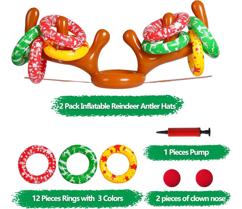 Juego Inflable De Navidad Cuernos De Reno Y Anillos Para Niñ