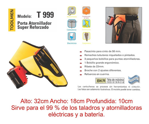 Imagen 3 de 9 de Cinturon Portaherramienta Taladro Toolmen T900 Raptor + T999