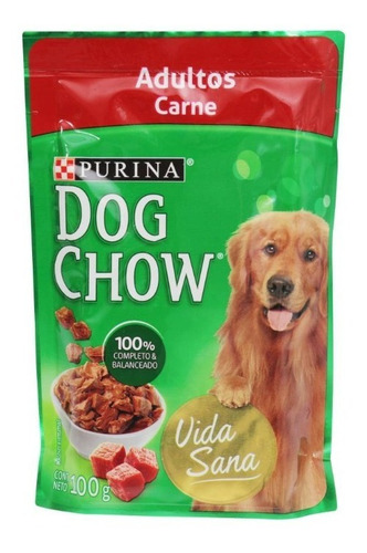 Sobre Dog Chow Adulto Todos Los Tamaños 100 Gr Sabor Carne