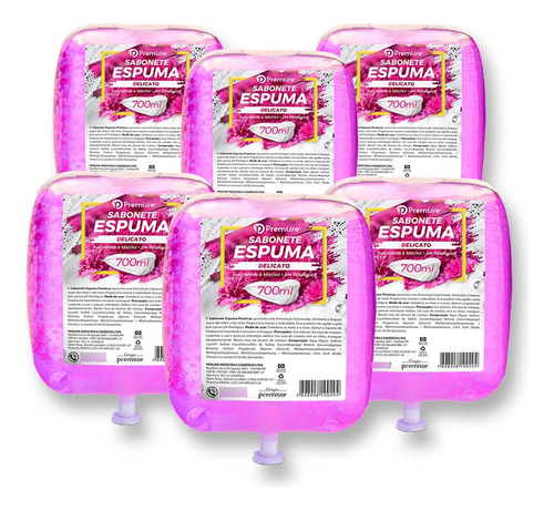 Sabonete Espuma Delicato Refil 700ml Kit C/6un