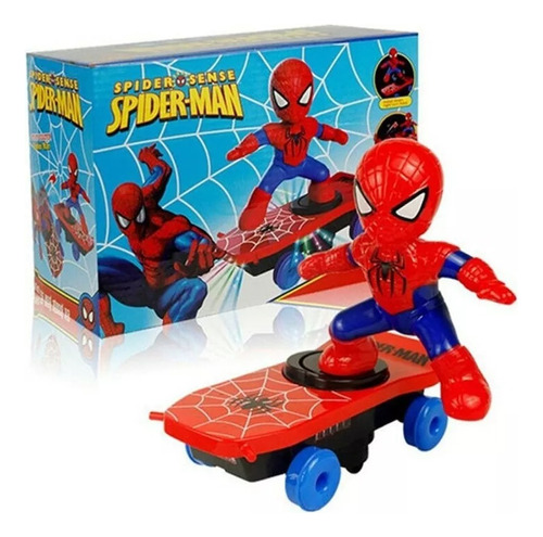 Homem Aranha Skatista Elétrico Spider-man Luz Som Skate