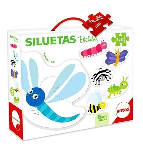 6 Mini Puzzles Siluetas Bichitos Antex 3028